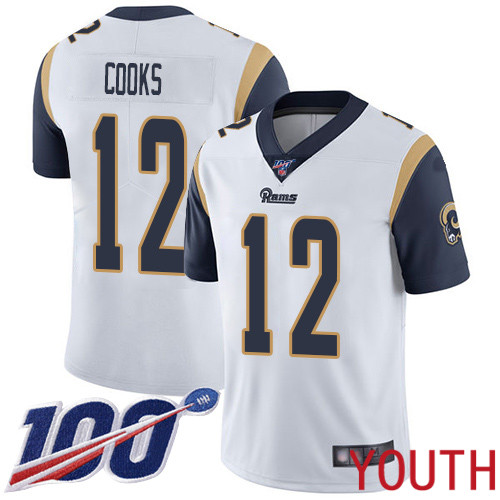 Los Angeles Rams Limited White Youth Brandin Cooks Road Jersey NFL Football 12 100th Season Vapor Untouchable